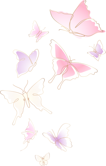 Flying Butterfly Png Sticker, Pastel Pink Line Art Clipart Set