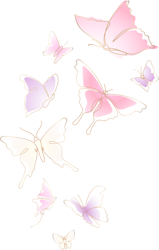 Flying Butterfly Png Sticker, Pastel Pink Line Art Clipart Set